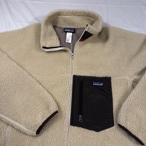 JACKET Vintage Patagonia MENS LARGE Classic Retro X Deep Pile Oatmeal Fleece - Picture 2 of 9